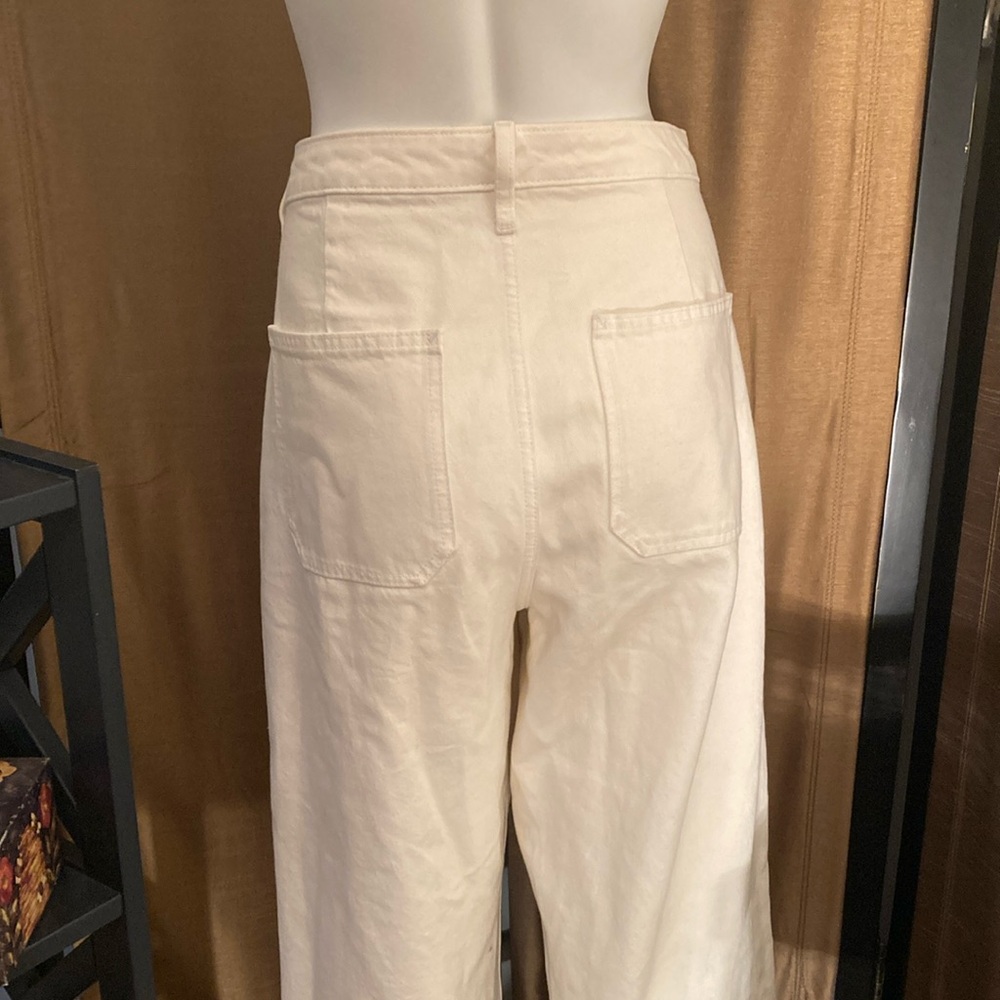 Cream Wide Leg Denim Jeans - Picture 6 of 7